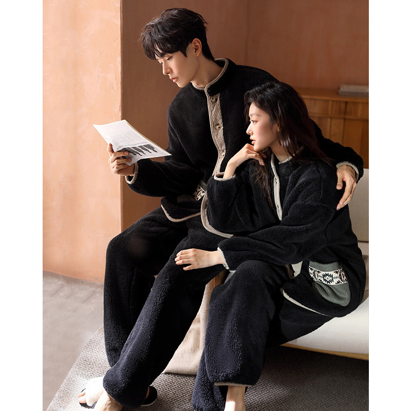 情侣睡衣2025新款秋冬季珊瑚绒黑色高级感冬天休闲保暖家居服男女,淘宝优惠券,粉丝福利购,淘宝优惠卷