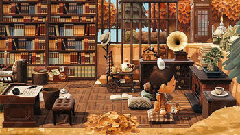 Sunken Tall Library Animal Crossing Island ອອກແບບສັດຂ້າມທາງນອກ Design Animal Crossing Library