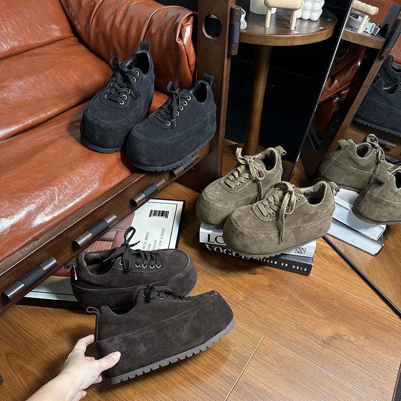 复古真皮丑萌大头勃肯鞋女厚底松糕小个子内增高休闲面包鞋乐福鞋,淘宝优惠券,粉丝福利购,淘宝优惠卷