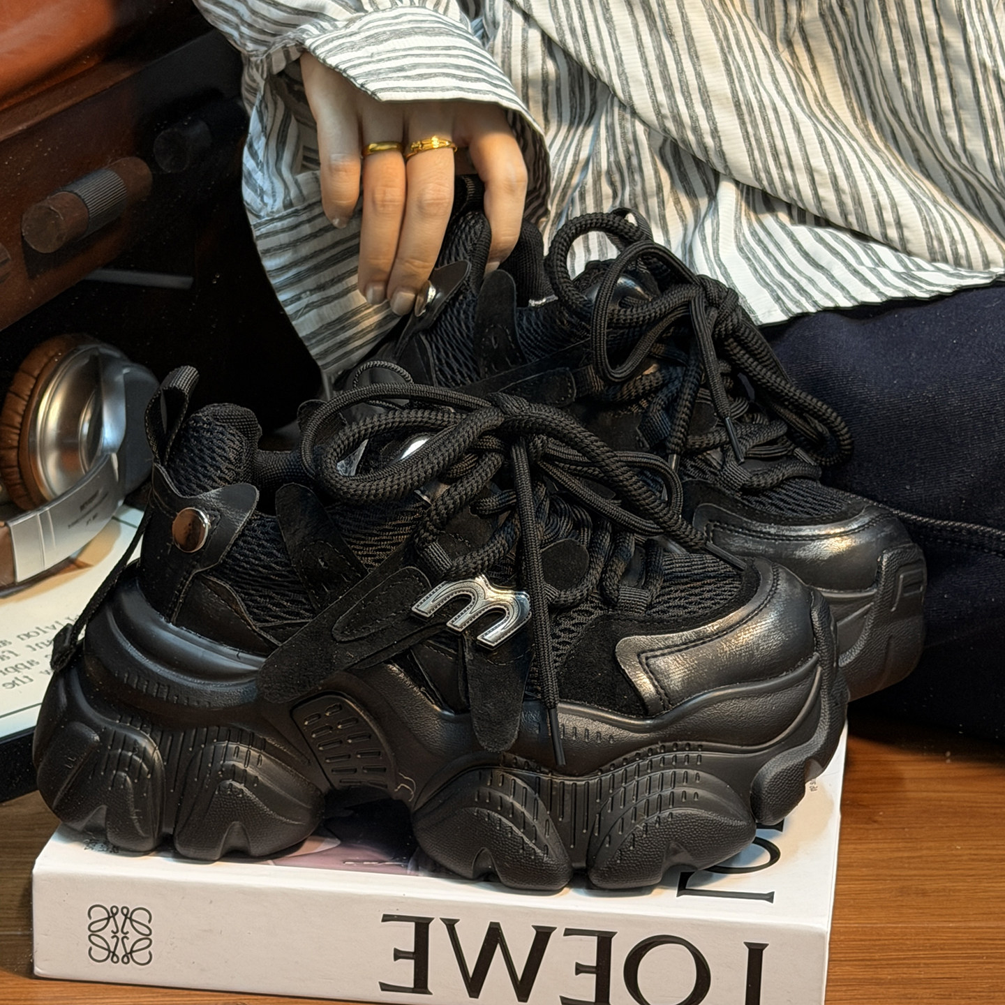 复古真皮绑带松糕厚底老爹鞋女2026新款百搭小个子增高休闲运动鞋,淘宝优惠券,粉丝福利购,淘宝优惠卷