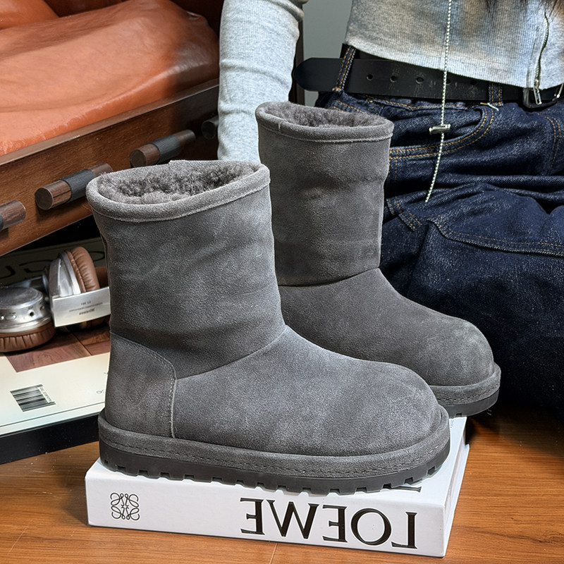 磨砂真皮羊毛大头厚底雪地靴女2025冬季新款加绒保暖两穿中筒短靴,淘宝优惠券,粉丝福利购,淘宝优惠卷
