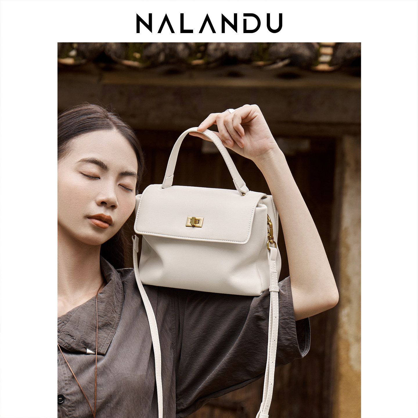 纳兰杜白色包包女士2025新款手提包高级感通勤斜挎小方包真皮女包,淘宝优惠券,粉丝福利购,淘宝优惠卷