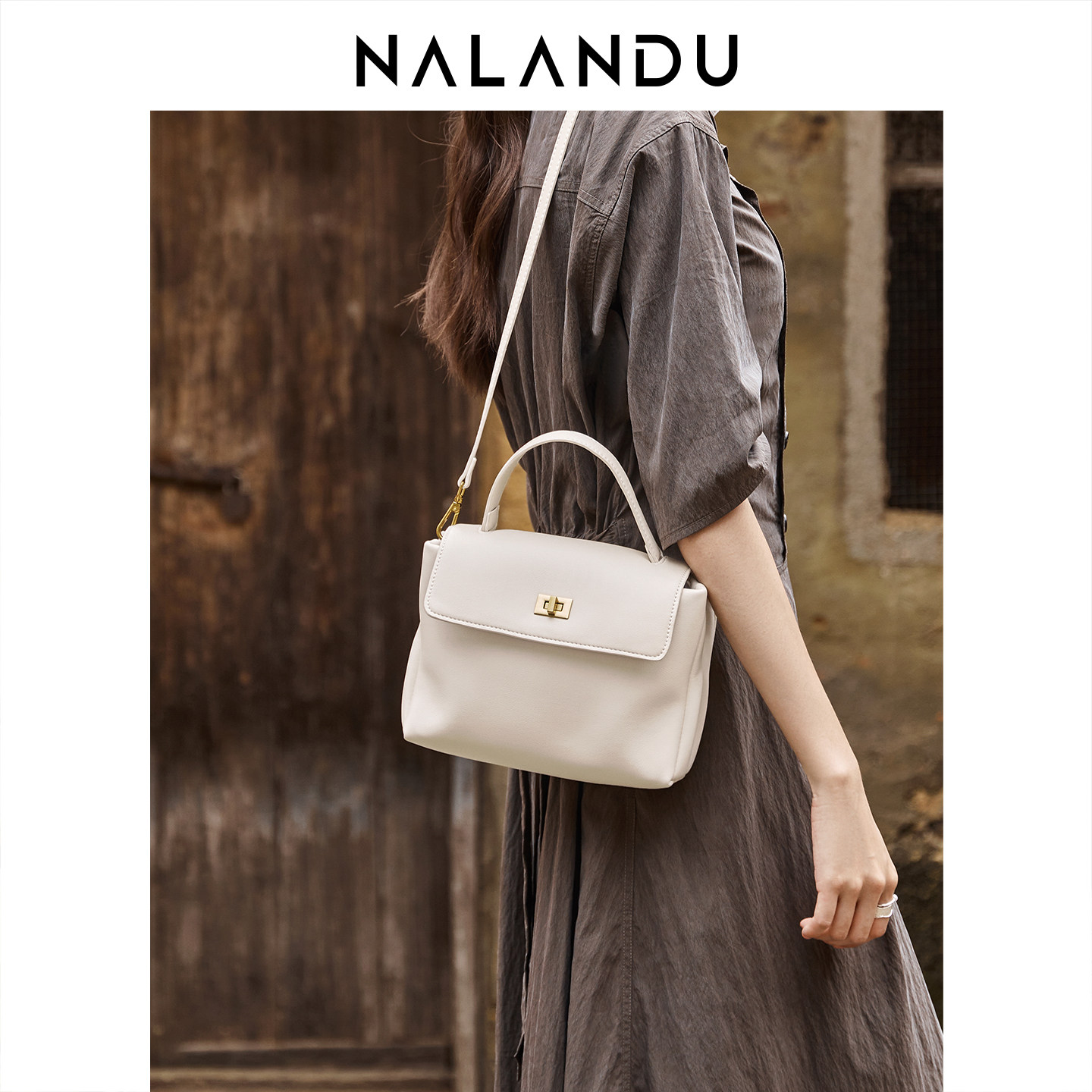 纳兰杜白色包包女士2025新款手提包高级感通勤斜挎小方包真皮女包,淘宝优惠券,粉丝福利购,淘宝优惠卷