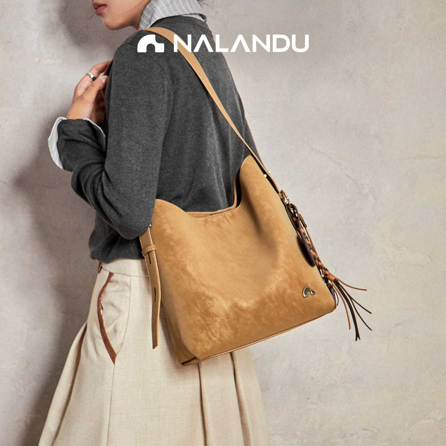 纳兰杜晚霞包麂皮包包女士2025新款冬植鞣水桶包大容量通勤斜挎包,淘宝优惠券,粉丝福利购,淘宝优惠卷