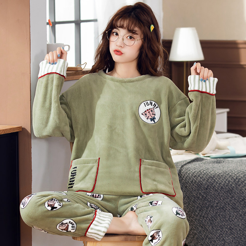 秋冬季2021年新款加绒珊瑚绒睡衣 卡之恋服饰睡衣/家居服套装