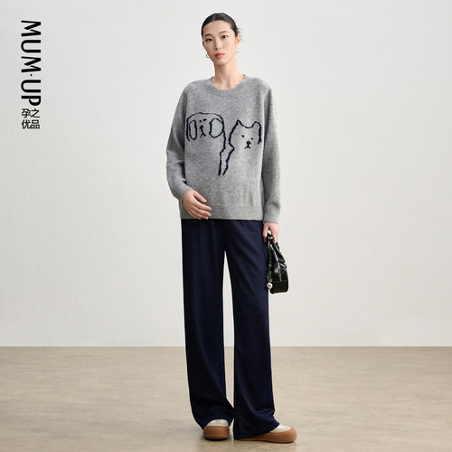 【新品】孕妇秋冬上衣2025新款外穿针织线条绒感毛衣宽松孕妇装冬 - 图0