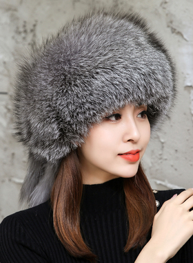 女士狐狸毛滑雪帽时尚韩版帽子