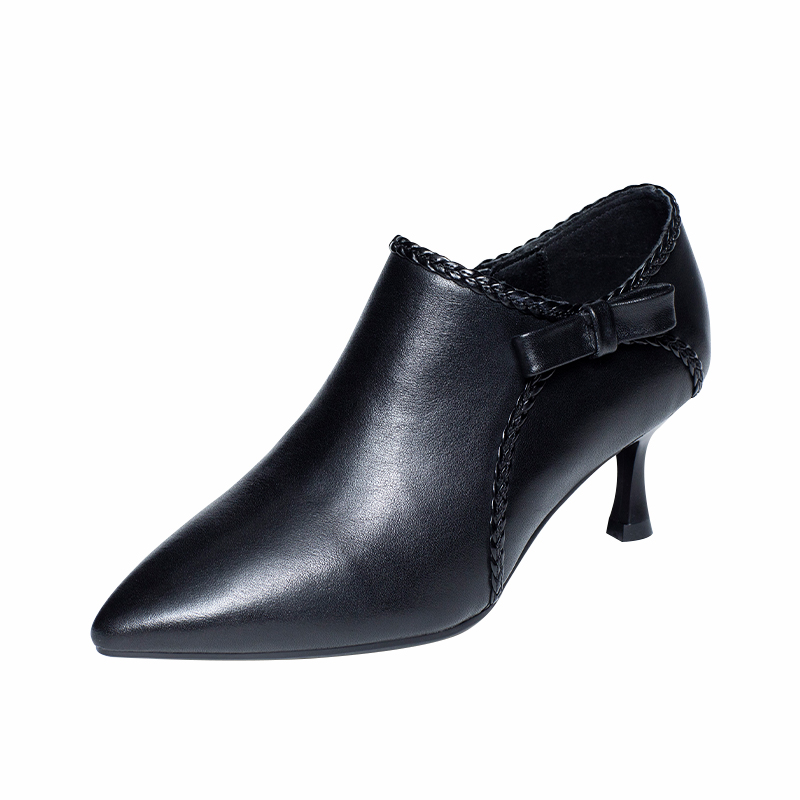 2025新款秋冬女鞋尖头软皮细跟深口高跟鞋气质小跟单鞋中跟真皮鞋,淘宝优惠券,粉丝福利购,淘宝优惠卷