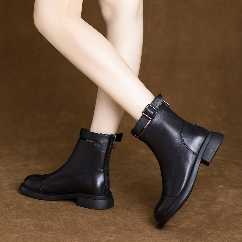 2025年新款软底软皮马丁靴英伦风平底短靴真皮鞋春秋季单靴女靴子,淘宝优惠券,粉丝福利购,淘宝优惠卷