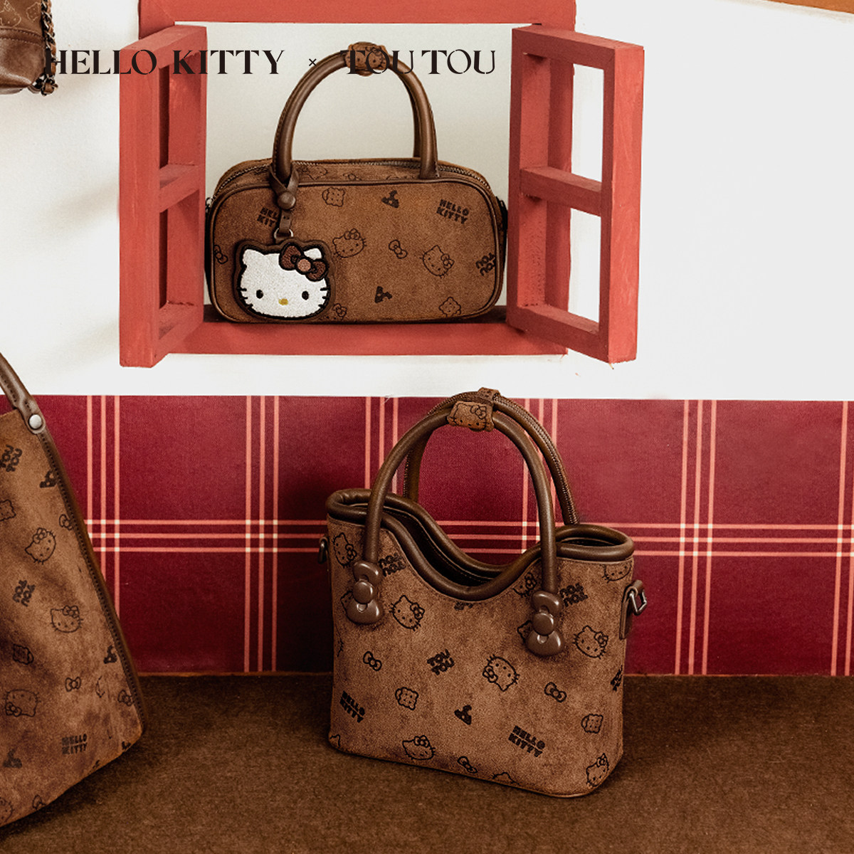 TOUTOUhellokitty凯蒂猫菜篮子托特包大容量单肩斜挎新年礼物女,淘宝优惠券,粉丝福利购,淘宝优惠卷