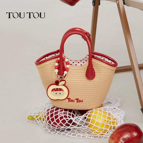 Apple, соломенная корзина, портативная сумка, барсетка, ведро, пляжная подходит с юбкой