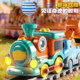 Suspended ball blowing magnetic track train toy