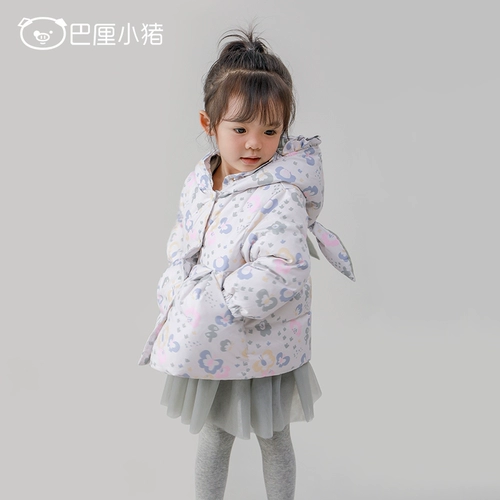 Демисезонный детский пуховик, удерживающий тепло милый лонгслив для выхода на улицу с капюшоном