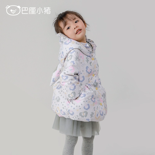 Демисезонный детский пуховик, удерживающий тепло милый лонгслив для выхода на улицу с капюшоном