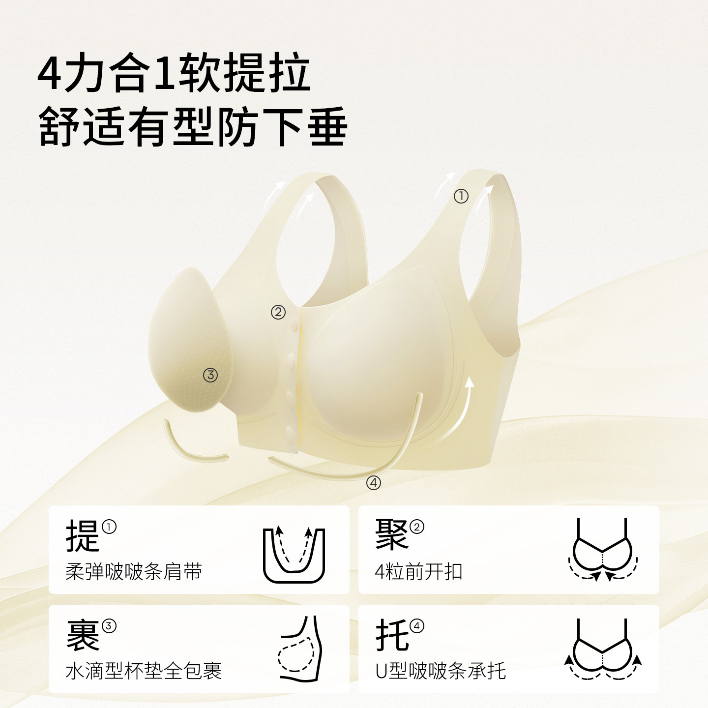 【新品】嫚熙前开扣孕妇哺乳文胸防下垂内衣产后喂奶专用睡觉胸罩,淘宝优惠券,粉丝福利购,淘宝优惠卷