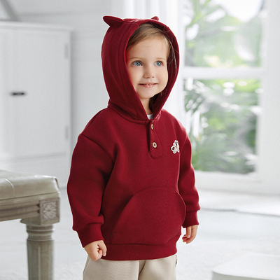 【红品限定】嫚熙婴童卫衣儿童加绒加厚宝宝上衣保暖外套童装秋冬