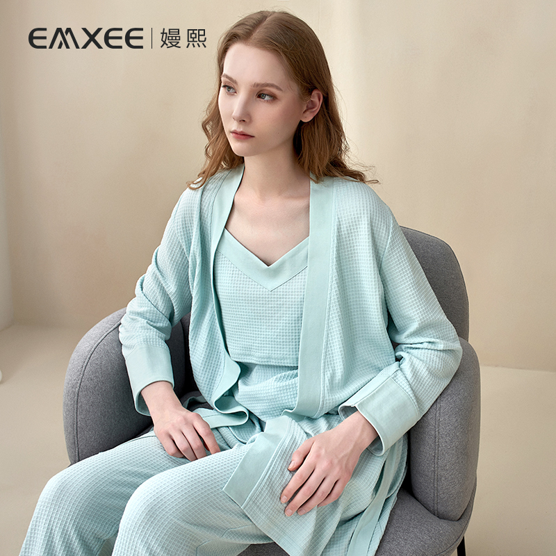 【新品】嫚熙夏季月子服华夫格睡衣 嫚熙家居服套装