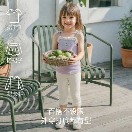 嫚熙童装儿童打底裤春夏透气高弹七分裤防走光安全裤女宝高腰裤子 - 图3