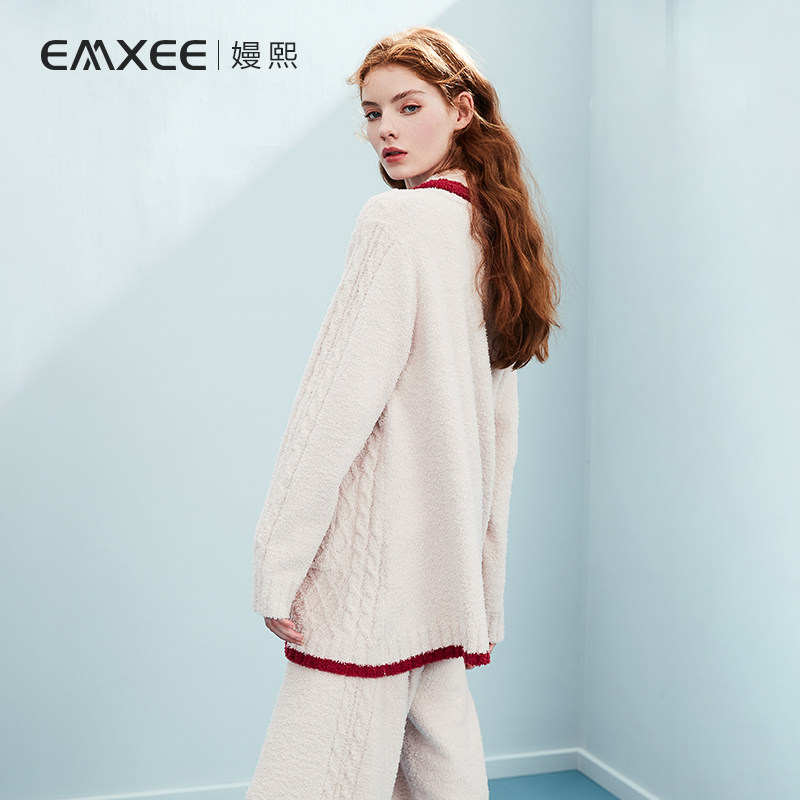 嫚熙春秋季月子服孕妇加绒保暖睡衣 嫚熙家居服套装