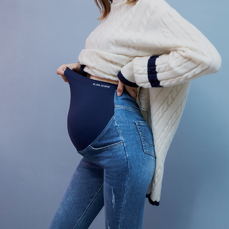 嫚熙孕妇潮妈怀孕期外穿新款牛仔裤 嫚熙孕妇打底裤