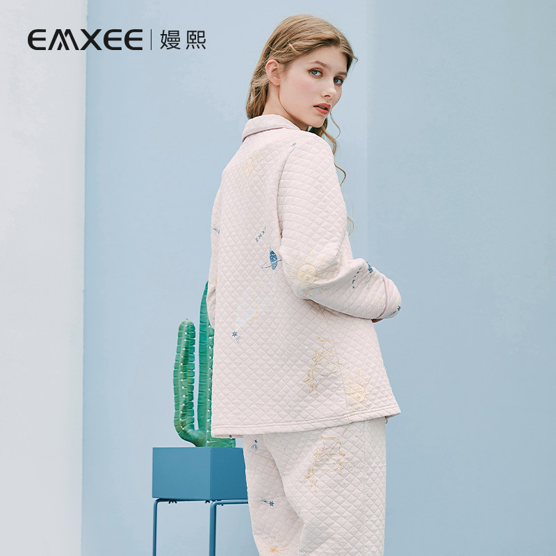 【新品】嫚熙秋冬哺乳空气棉喂奶睡衣 嫚熙家居服套装