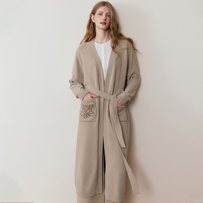 嫚熙秋冬季半边绒睡袍家居服