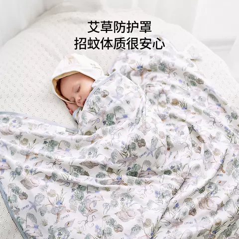 嫚熙婴儿包被新生宝宝春夏款外出包单防惊跳抱被四季初生宝宝必备 图片 5