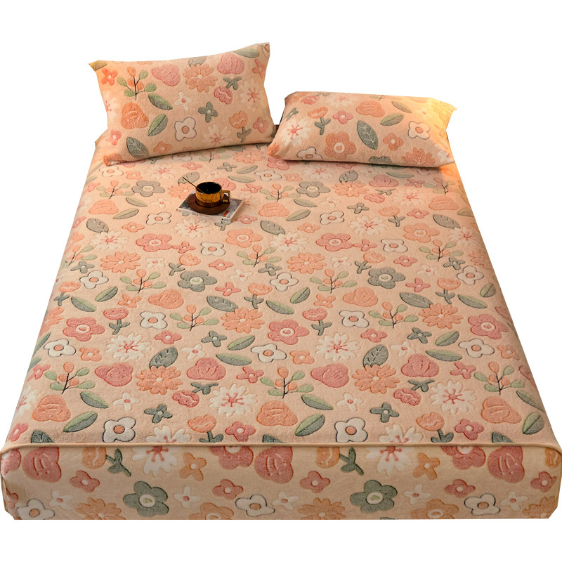 雪花绒单件加厚珊瑚牛奶绒加绒床笠 迪埃赛诗床笠