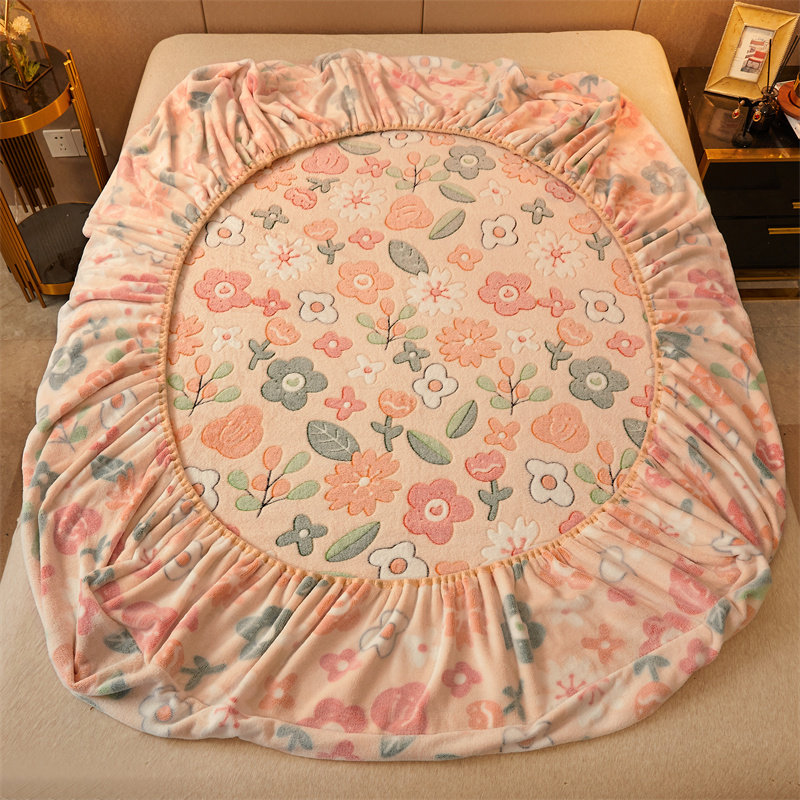 雪花绒单件加厚珊瑚牛奶绒加绒床笠 迪埃赛诗床笠