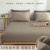 Giường cotton satin 笠 ba mảnh chống trượt cố định vỏ bảo vệ đệm màu nâu đệm mỏng nệm trải giường 1,8m trải giường gạo chống bụi - Trang bị Covers