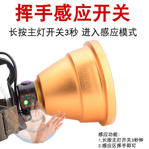 激光炮头灯强光充电超亮头戴式p200远射照明灯户外锂电led疝气灯 - 图3