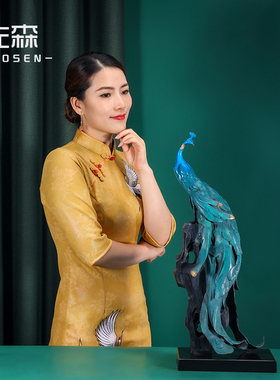 佐森荣华富贵全黄铜工艺礼品孔雀