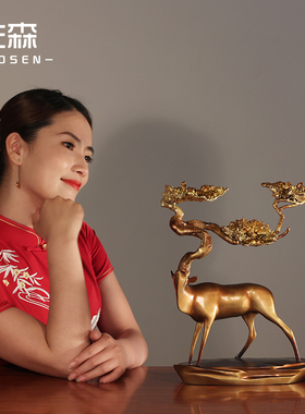 福鹿客厅办公桌新中式风工艺品