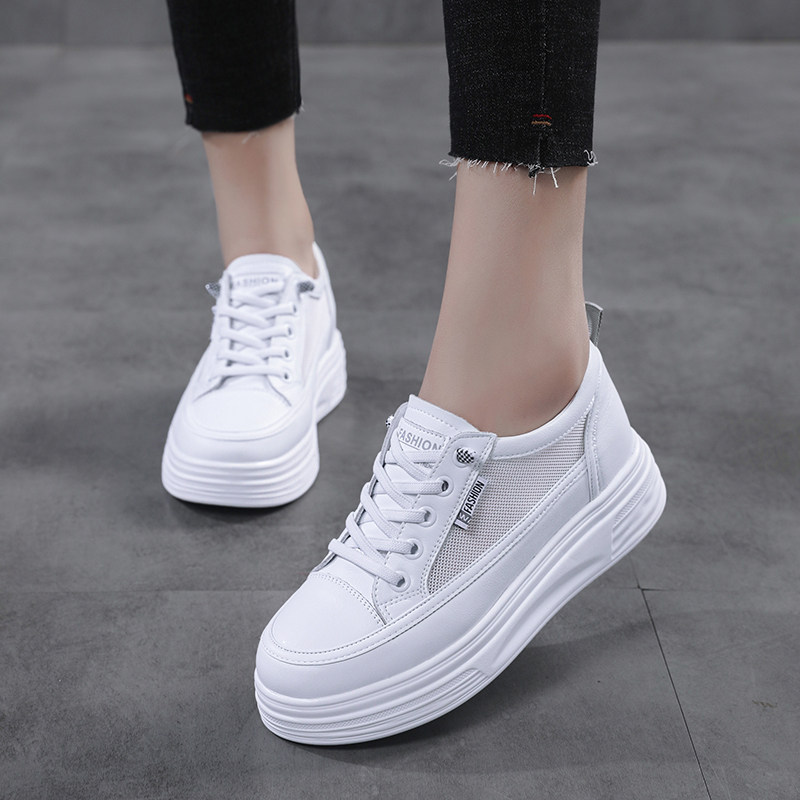 网面小白鞋女2025新款夏季镂空薄款透气松糕鞋小个子5CM增高厚底,淘宝优惠券,粉丝福利购,淘宝优惠卷