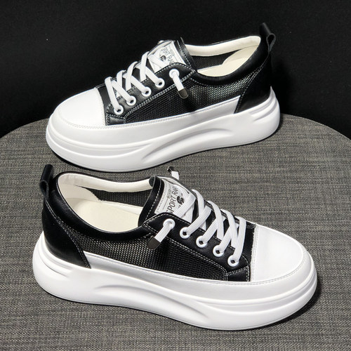 小白鞋女2026新款夏季薄款透气网面鞋百搭厚底松糕5CM内增高女鞋 - 图2