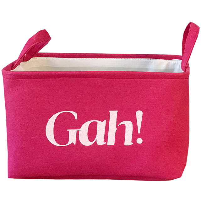 Pink thickened fabric student storage basket dirty clothes bucket
