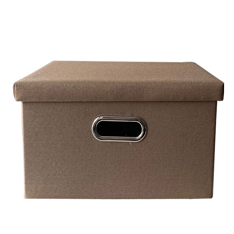 Foldable solid color fabric metal storage box book