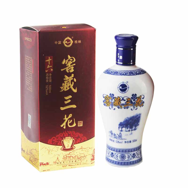整箱500ml*6瓶桂林特产桂林三花酒芦笛岩窖藏三花礼盒装52度送礼_虎窝淘