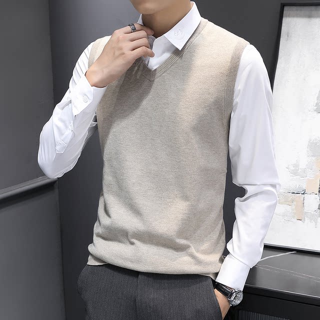 Autumn and winter sweater vest knitted sweater v-neck