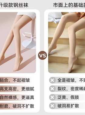 2025爆款面膜钢丝袜防勾丝塑型薄款连裤袜女加大脚底防滑硅胶丝袜
