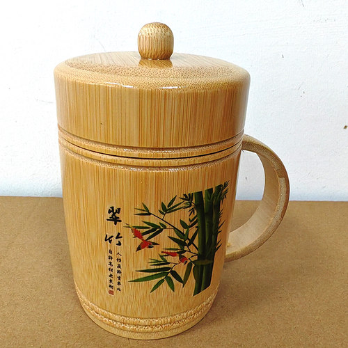 新款带柄杯带盖本色竹杯茶杯水杯天然环保旅游景区热卖竹子工艺品 - 图1
