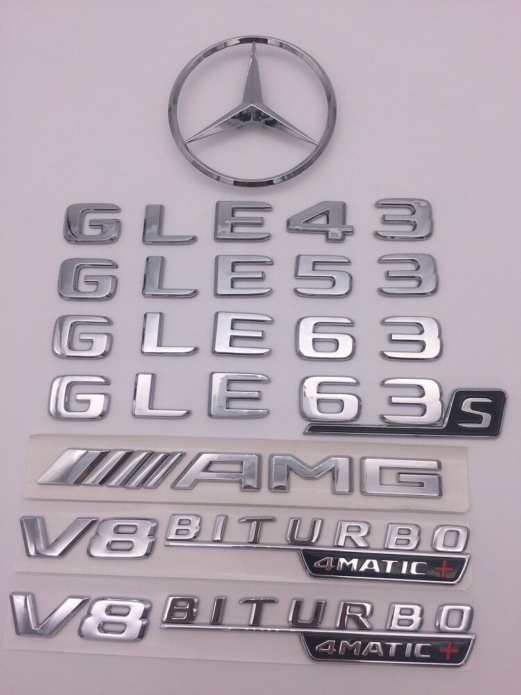 新款benz奔驰车标gle43 glee53 gle63 glee63s字标后尾标amg 侧标