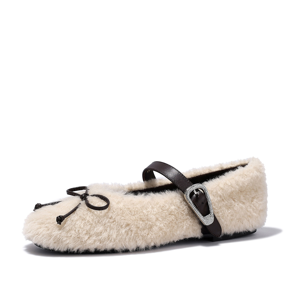 BellaLily2025冬季新款蝴蝶结羊毛玛丽珍单鞋女小香风加绒平底鞋,淘宝优惠券,粉丝福利购,淘宝优惠卷