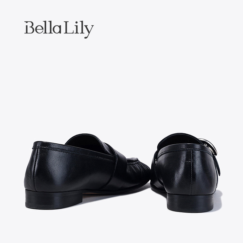 BellaLily新款平底气质小皮鞋女羊皮单鞋时尚制服乐福鞋,淘宝优惠券,粉丝福利购,淘宝优惠卷