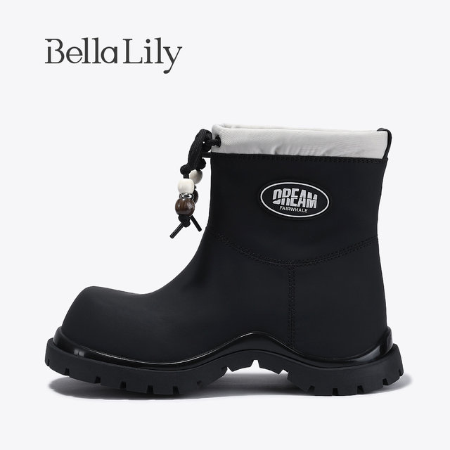 BellaLily2025 new winter style versatile thick-soled mid-calf boots sleeves elastic women's boots non-slip fashionable women's boots