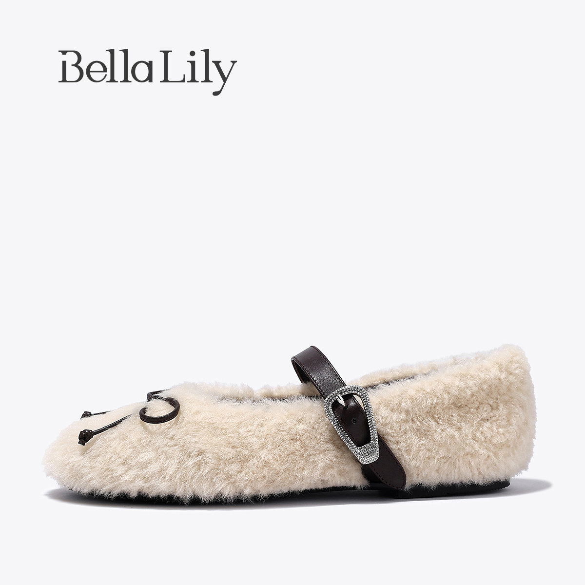 BellaLily2025冬季新款蝴蝶结羊毛玛丽珍单鞋女小香风加绒平底鞋,淘宝优惠券,粉丝福利购,淘宝优惠卷