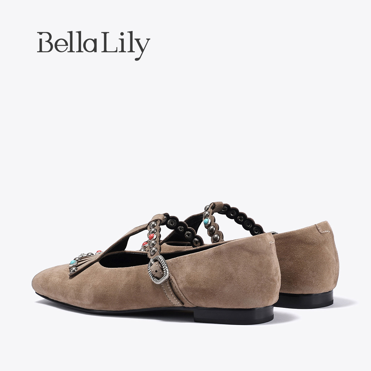 BellaLily2025秋季新款异域风磨砂羊皮玛丽珍鞋平底鞋女浅口单鞋,淘宝优惠券,粉丝福利购,淘宝优惠卷
