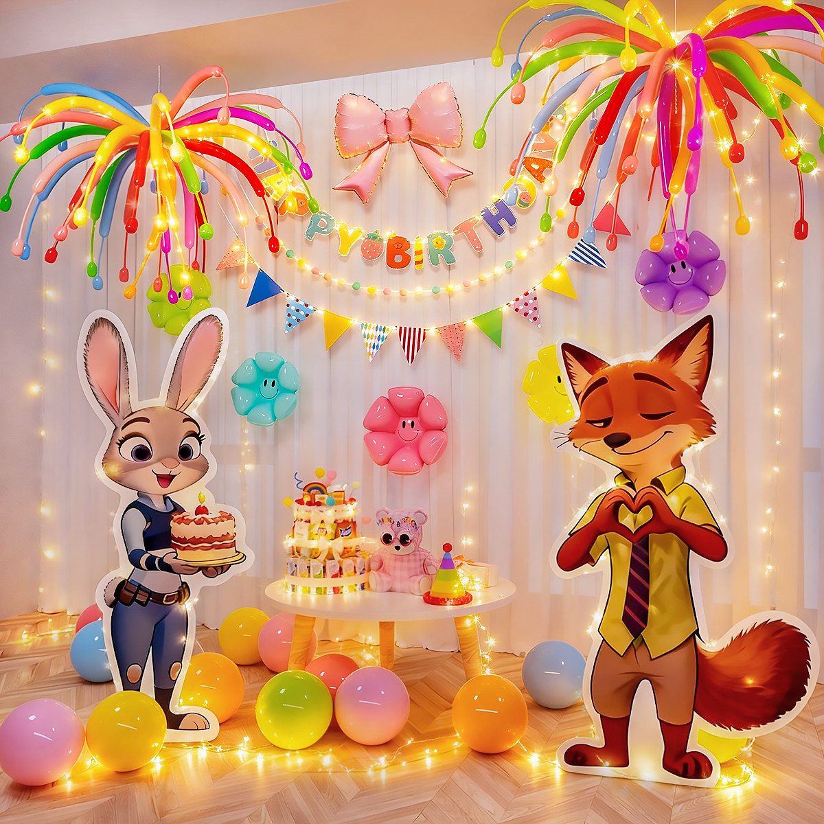 儿童疯狂动物城生日氛围场景布置周岁仪式感朱迪尼克背景墙装饰品,淘宝优惠券,粉丝福利购,淘宝优惠卷