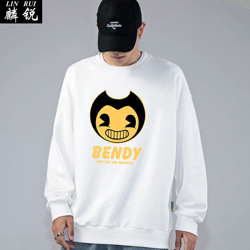 bendy班迪与墨水机器游戏周边圆领卫衣薄款男女学生加绒长袖衣服-图0