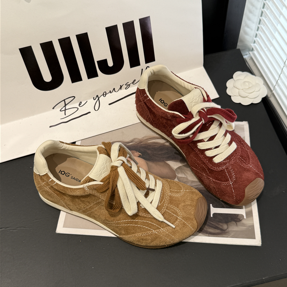 IG~2025新款真皮内增高6cm德训鞋女系带百搭德训休闲鞋G79-217 - 图3